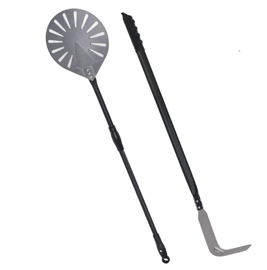 LRui Pizza Oven Tool Set 9 Inch Pizza Turning Peel and Oven Rake